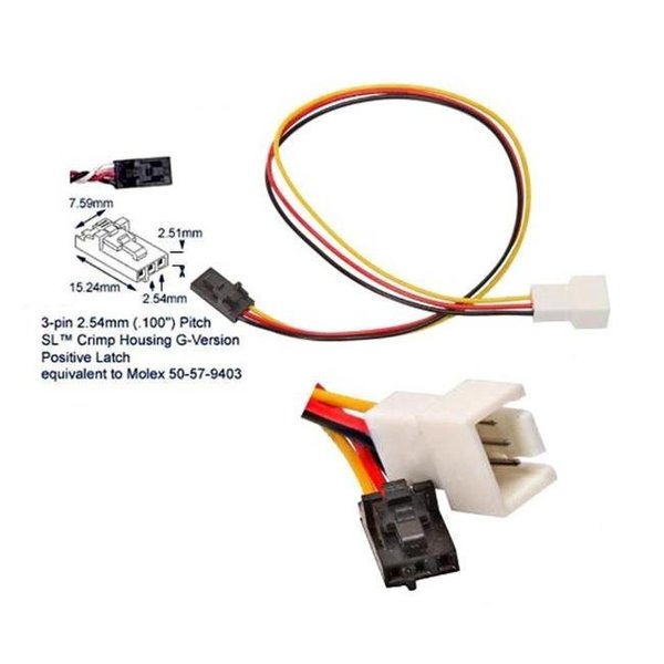 Works Works 22-100-26 Fan 3-Pin To Dell Proprietary 3-Pin Cable Adapter; 7 in. Long 22-100-26
